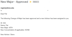 Approval of Major