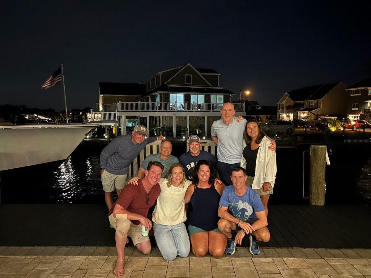 Hurst 21 and friends got together in Toms River NJ at the Bossdorf household to celebrate 30 years. Back row: Drew Lochli C’95, Pete Bruckmann C’95, Eric Bossdorf C’95, Taylor Huttner C’95, and Shannon (Laudermilch) Bruckmann C’96 Front Row: Steve Petruccelli C’95, Heather (Tyndall) Orefice C'95, P'23, Kate (Feeley) Bossdorf C’93, and James Orefice C'95, P'23
