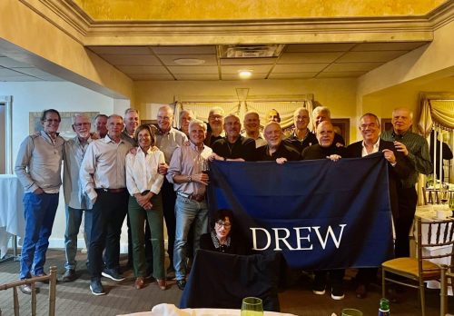 Class of 1980 Dinner from Rangers Reunite: Alumni Weekend - Mark Andrews C’80, Chip Nolet C’80, Rich Dempsey C'80, P'05, P'07, Rich Rosen C’81, Jim Greene C’80, Marianne (Hayzak) Ehinger C’80, Tony Ehinger C’80, Doug Walsh, Leo Growhowski C’80, Michael Ravensbergen C’80, Dan McCabe C’80, Kevin Marino C’80, Don Press C’80, Chris Walsh C’80, Steve Schloss C'80, P'06, Andy Rupp C’80, Lou Fasulo C’80, Michael Lane C’80, Jim Fleming C’80, and up front, Alison Grillo C’80
