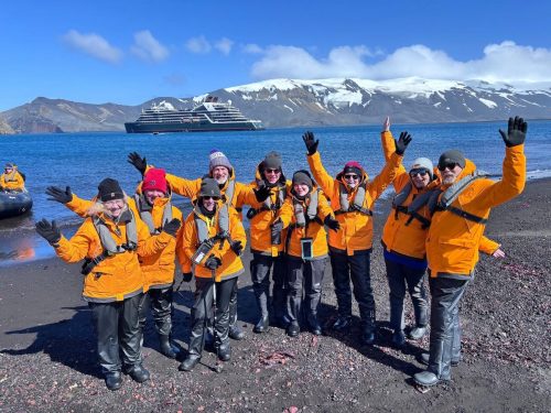 David Little in Antarctica with Antarctica in January with Mark Lescault, Polly and Steve Stetler, and Keith Halperin (all C’71)