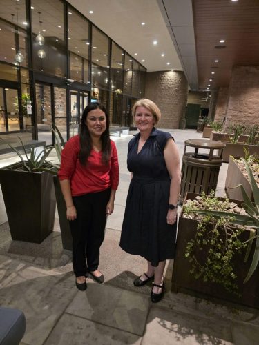 Kaylynn (Chiarello) Ebner C’01 and Dawn (Pirozzi) Maxemow C’93 at the American Medical Writers Association Annual Conference in Phoenix in November 2025