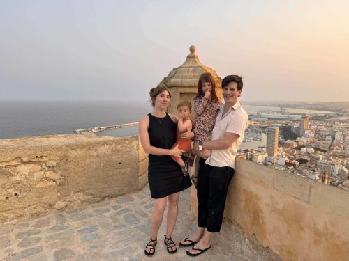 Jennifer Bronstein Sargent C’09 and family on a trip to Spain