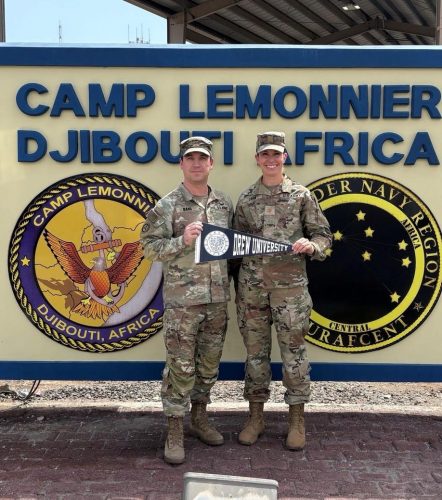 Nathan Band C’08 and Laura Lakin C'10, officers in the Massachusetts Army National Guard, currently deployed to Djibouti 