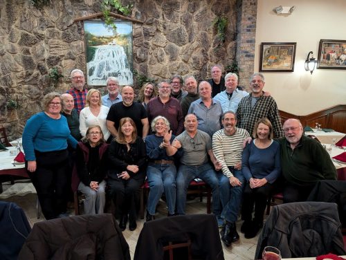 Steakfest - Back row: Michael Ravensbergen C’80 and his wife Anna, Chip Nolet C’80, Luis Almeida C'84, P'22, Brenda (Wheeler) Ehlers C'84, T'05, Steve Margolis C’82, Bill Ehlers C’82, Ron Reede C’81, Erik Lutzker C’82, Doug Walsh, Tom Keoughan C’81, Tony Marucci C’85 Front Row: Danielle Ring C’90, Mickey Green C’79, Lisa (King) Nolet C’84, Elisa Logan C’82, Pat Caprigleone C’82, Doug Walsh, Gary Castelle C’82, Chris Walsh C’80 and his wife Ruth, and Erin (McMaster) Kennedy C’82